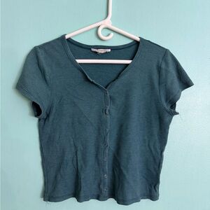 Hippie Rose Teal Button-Down Shirt